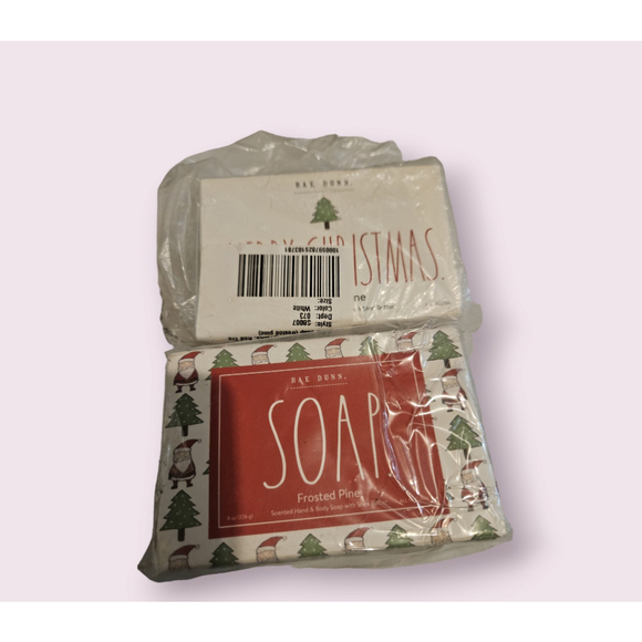 Rae Dunn Christmas Soap Bar White Santa Tree Frosted Pine 8 oz - Picture 1 of 8